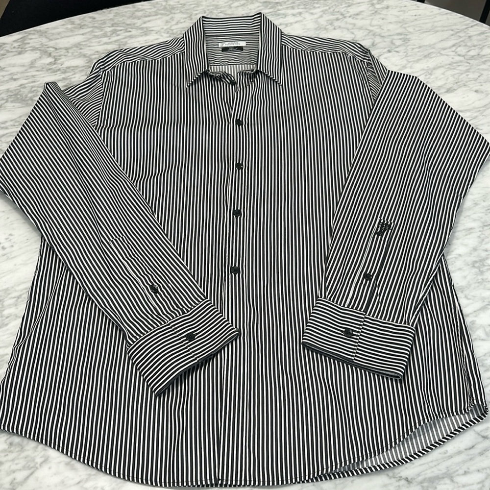 Versace authentic - black and white striped dress shirt